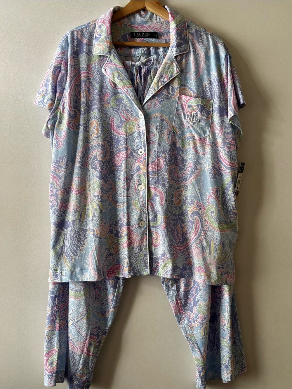 Lauren Ralph Lauren Pastel Paisley Button Pajama Set - Multi